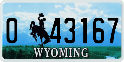 WY license plate 043167