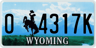 WY license plate 04317K