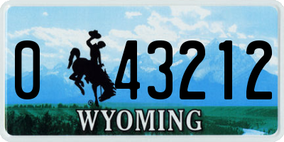 WY license plate 043212