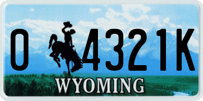 WY license plate 04321K