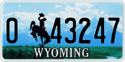 WY license plate 043247