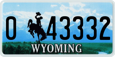 WY license plate 043332