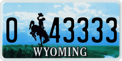WY license plate 043333