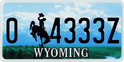 WY license plate 04333Z
