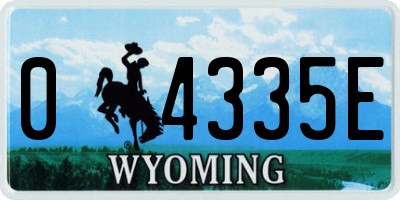 WY license plate 04335E