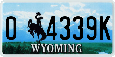 WY license plate 04339K