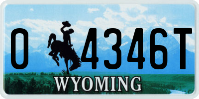 WY license plate 04346T