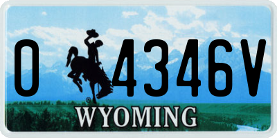 WY license plate 04346V