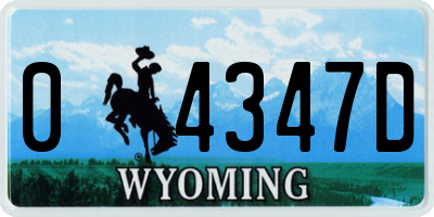 WY license plate 04347D