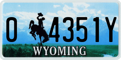 WY license plate 04351Y