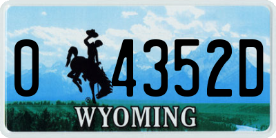 WY license plate 04352D