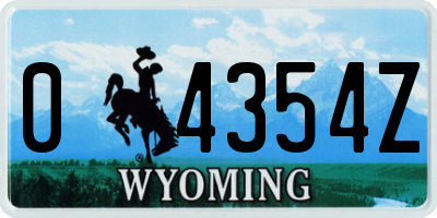 WY license plate 04354Z