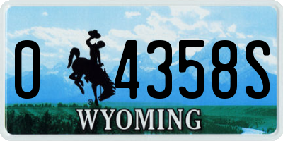 WY license plate 04358S