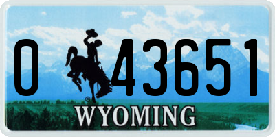 WY license plate 043651