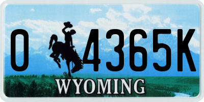 WY license plate 04365K