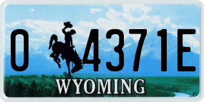 WY license plate 04371E