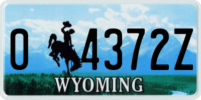 WY license plate 04372Z