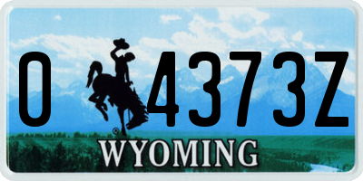 WY license plate 04373Z