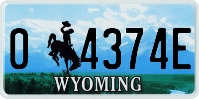 WY license plate 04374E