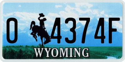 WY license plate 04374F