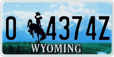 WY license plate 04374Z