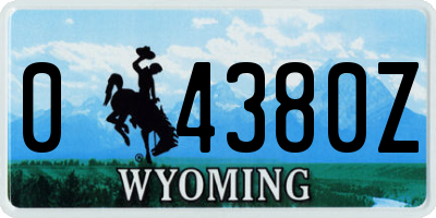 WY license plate 04380Z