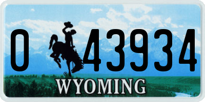 WY license plate 043934