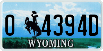 WY license plate 04394D