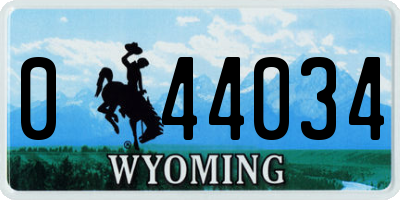 WY license plate 044034