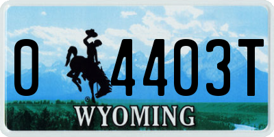 WY license plate 04403T