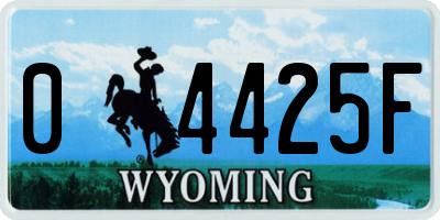 WY license plate 04425F