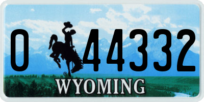 WY license plate 044332