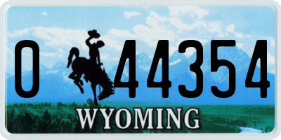 WY license plate 044354