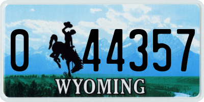 WY license plate 044357
