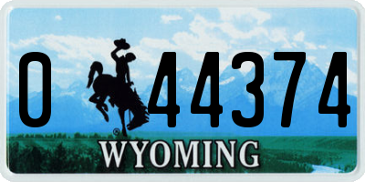 WY license plate 044374