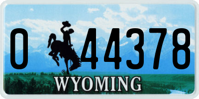 WY license plate 044378