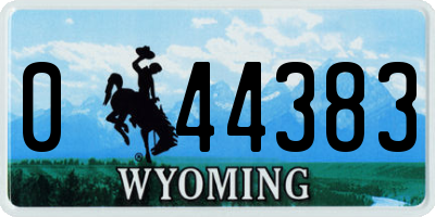 WY license plate 044383