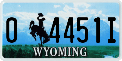 WY license plate 04451I