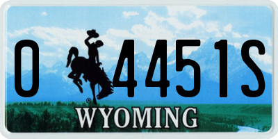 WY license plate 04451S