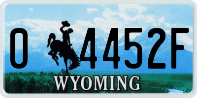 WY license plate 04452F