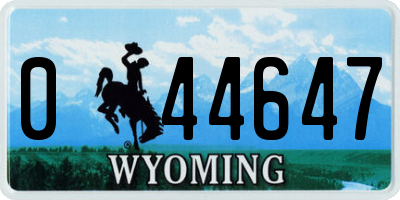 WY license plate 044647