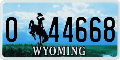 WY license plate 044668