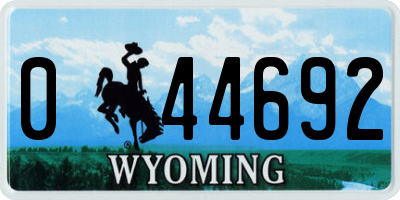 WY license plate 044692