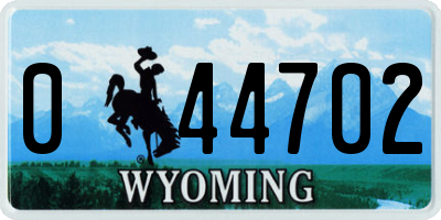 WY license plate 044702