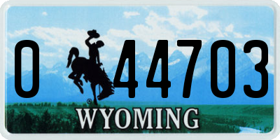 WY license plate 044703