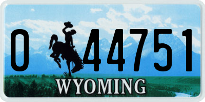 WY license plate 044751