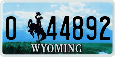 WY license plate 044892