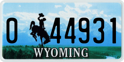 WY license plate 044931