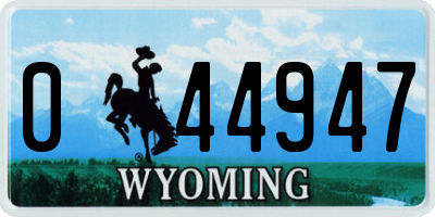 WY license plate 044947