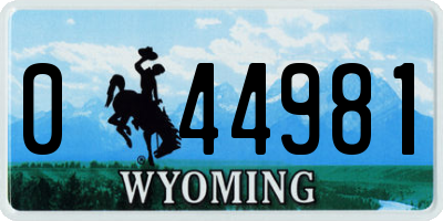 WY license plate 044981